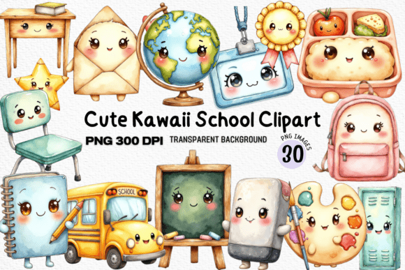 Adorable Kawaii School Clipart for Creative Projects