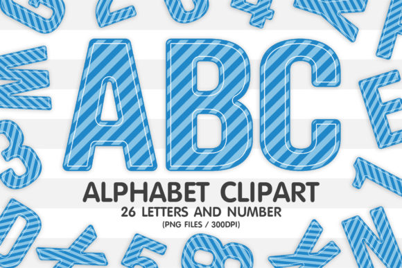 Blue Striped Alphabet Sublimation PNG: Fresh, Graphic Design Assets