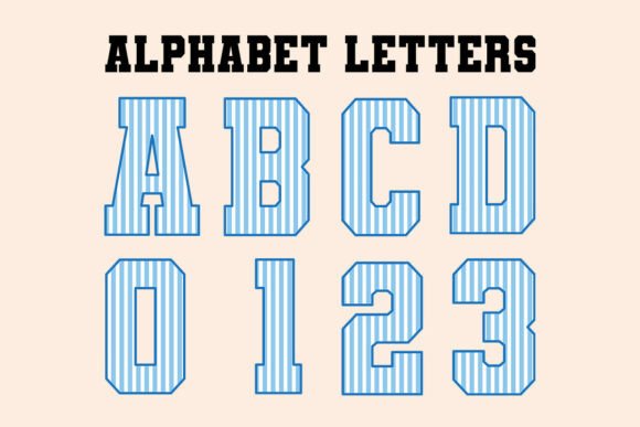 Blue Stripes Colorful Alphabet Letters for Vibrant Design