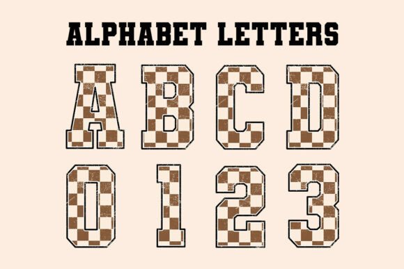 Brown Checkered Retro Alpha Letters Png: Vintage Charm for Modern Projects