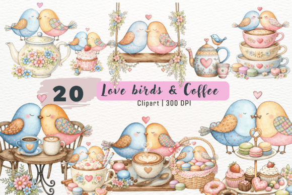 Charming Love Birds Coffee Clipart: Your Cozy Kitchen Design Solution