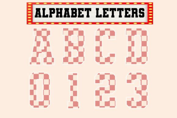 Designing with Holiday Neon Pink Checkered Alphabet