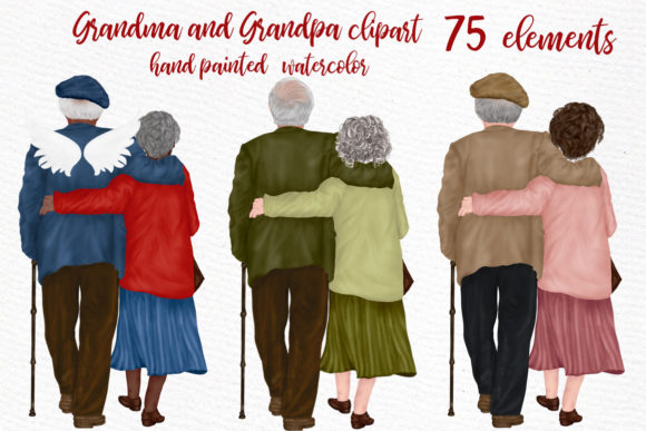 Grandparents Clipart Elderly Parents: Design Assets for Timeless Stories