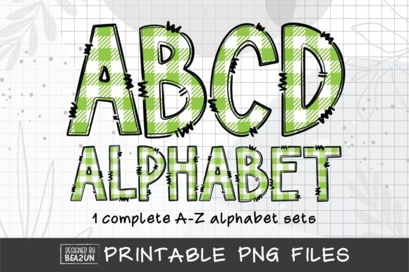 Light Green Buffalo Plaid Alphabet PNG: A Fresh Take on Rustic Charm