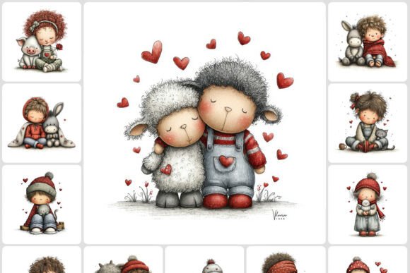 Neutral Love Kids Animals Clipart 40 JPG: A Versatile Design Asset