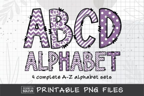 Purple Alphabet Doodle Letters: A Creative Font Set for Modern Designers