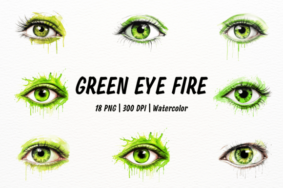Realistic Green Eye Watercolor Clipart: Artistic Design Assets