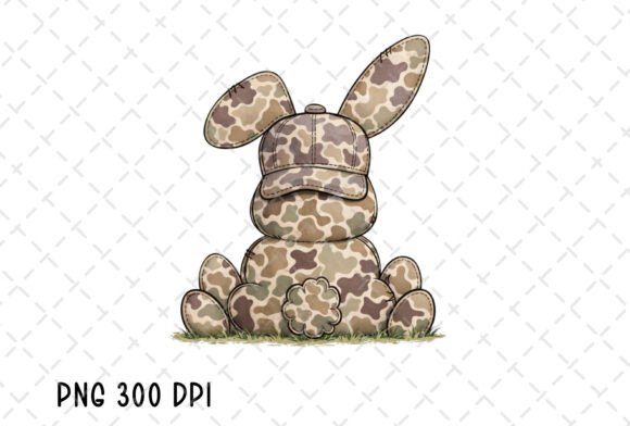 Retro Camo Easter Bunny Rabbit Eggs PNG: A Design Asset with Edge