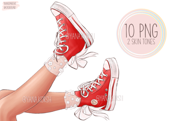 Sneakers Clipart: Modern Shoe Fashion Assets