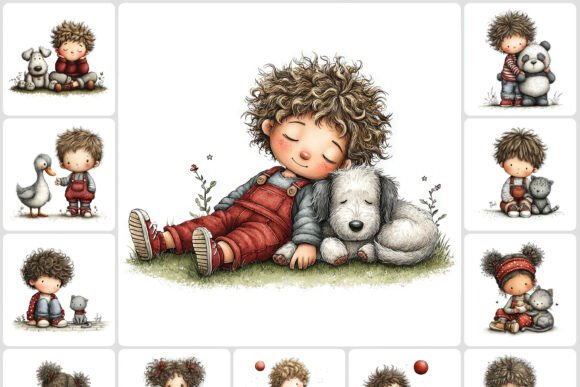 Unlocking Creative Projects with Kids and Animals Clipart Set 40 JPG
