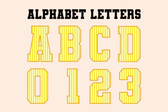 Yellow Stripes Colorful Alphabet Letters: Bold, Playful Design Assets